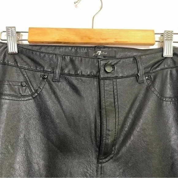 7 for All Mankind Black Vegan Faux Leather Skinny High Rise Leggings Size Large - Picture 6 of 11